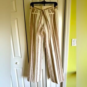 NEW ZARA Women White/Beige Linen Pants 4 NWOT